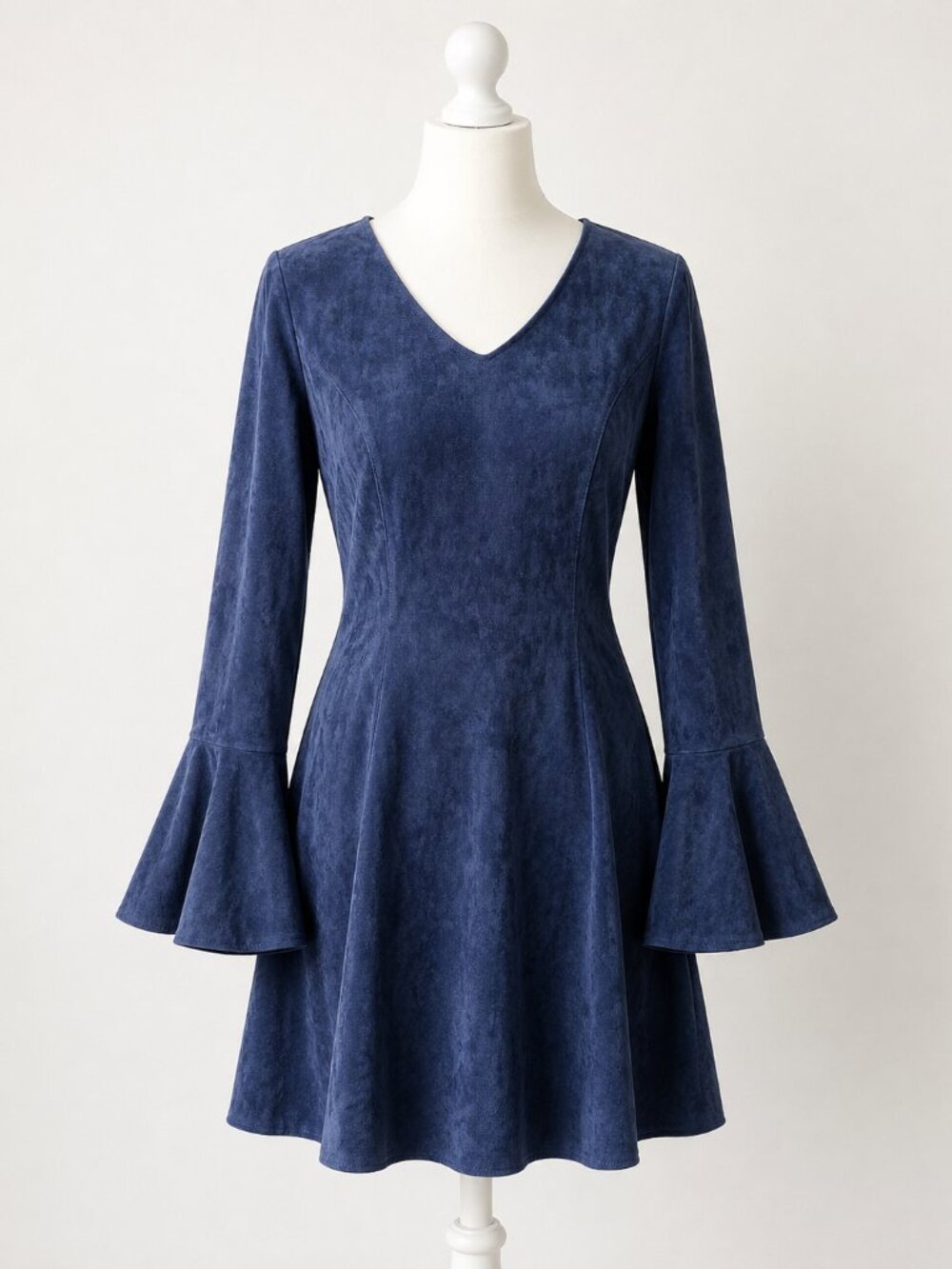 Aryeh Blue Faux Suede Bell Sleeve Dress Size Large